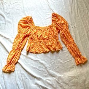 Long sleeve floral divided shirt